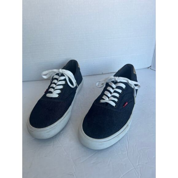 Levi's Women’s Denim Low Top Comfort Blue/White Lace Up Sneaker Shoes Sz 8 - Picture 1 of 11